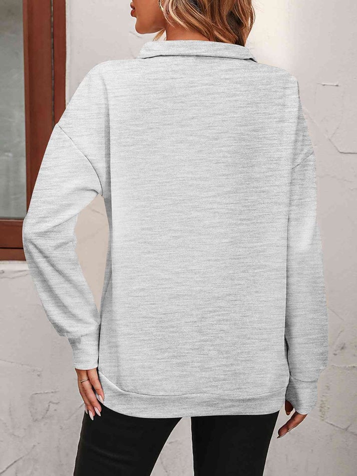 Sudadera con hombros caídos y cremallera para mujer