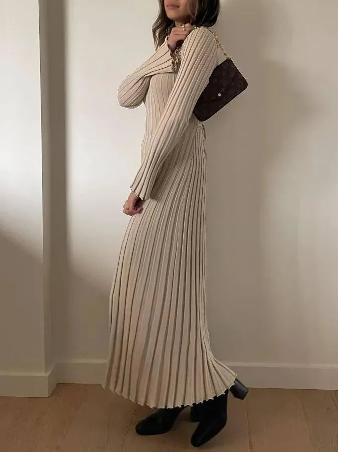 Vestido midi de punto con mangas, otoño 2024 (Compra 2 y envío gratis)