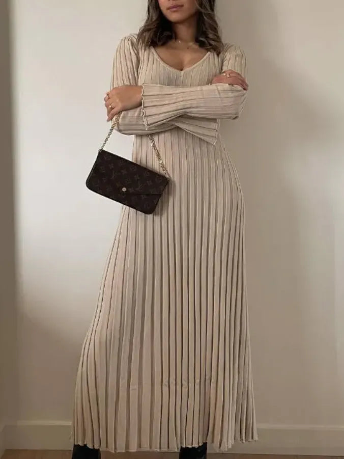Vestido midi de punto con mangas, otoño 2024 (Compra 2 y envío gratis)