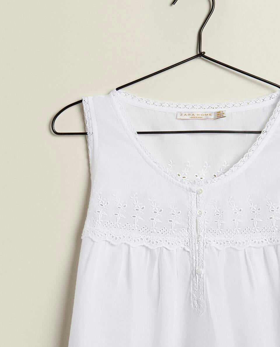 CAMISÓN DE ALGODÓN BORDADO