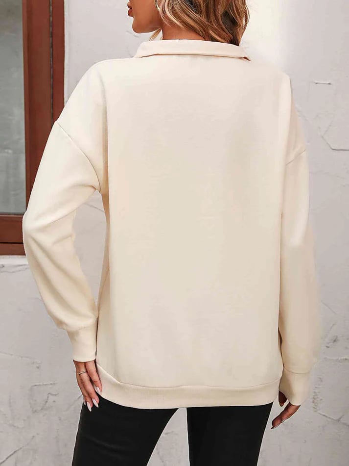 Sudadera con hombros caídos y cremallera para mujer