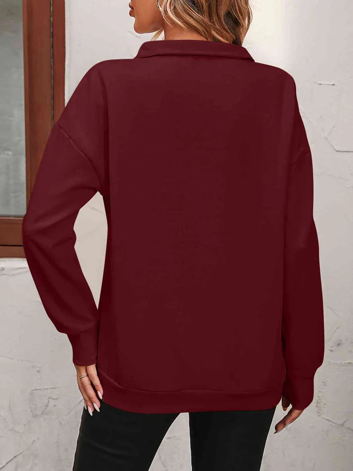Sudadera con hombros caídos y cremallera para mujer