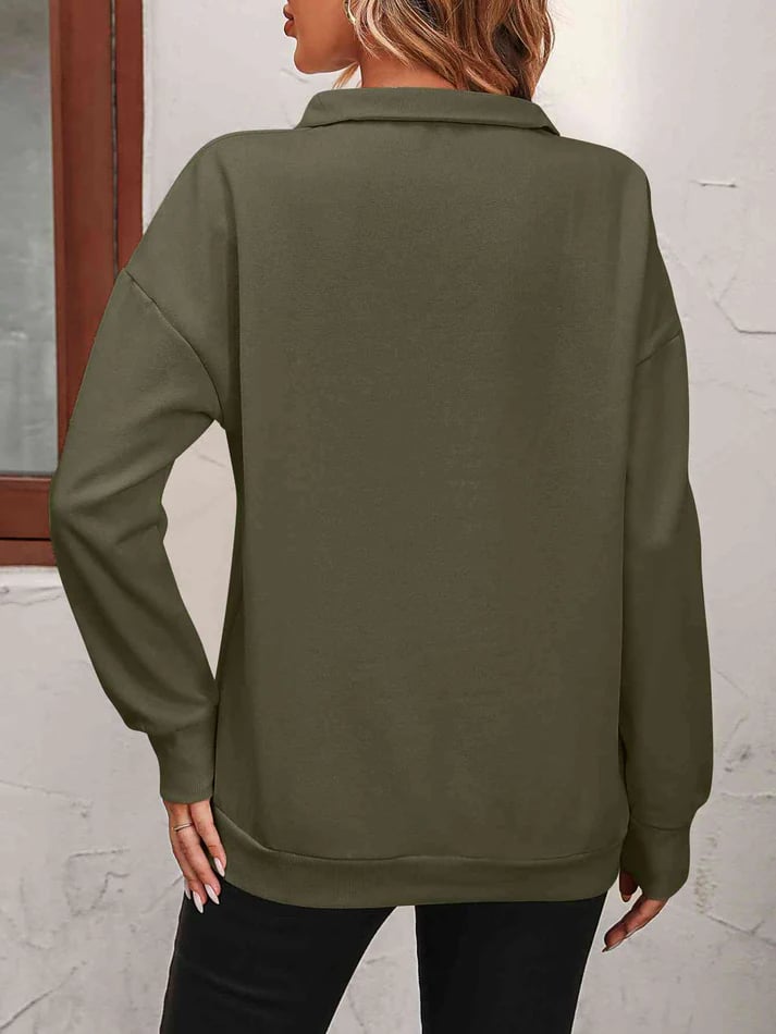 Sudadera con hombros caídos y cremallera para mujer