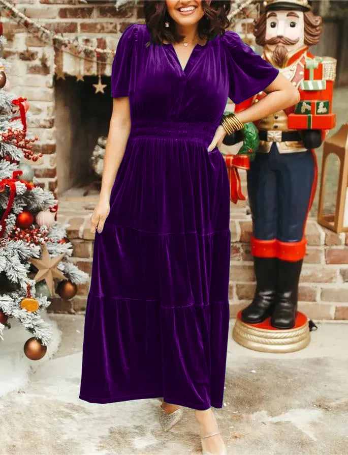 2024 New Women¸M? Velvet Tiered Maxi Dress (Buy 2 Free Shipping)