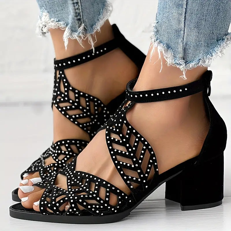 🔥VENTA FLASH 2024 50% DE DESCUENTO🔥Sandalias de tacón grueso con agujeros de moda para mujer 