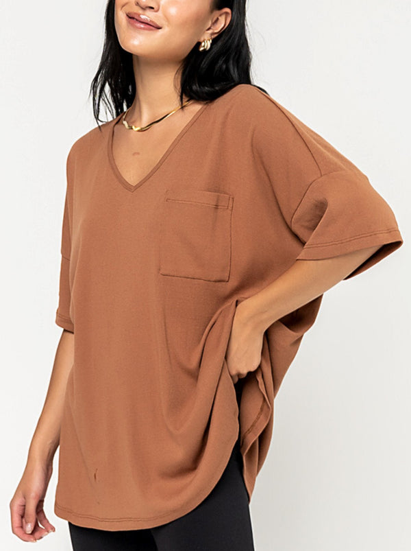 Women's Oversized V-Neck Pocket Tee (Buy 3 Free Shipping)