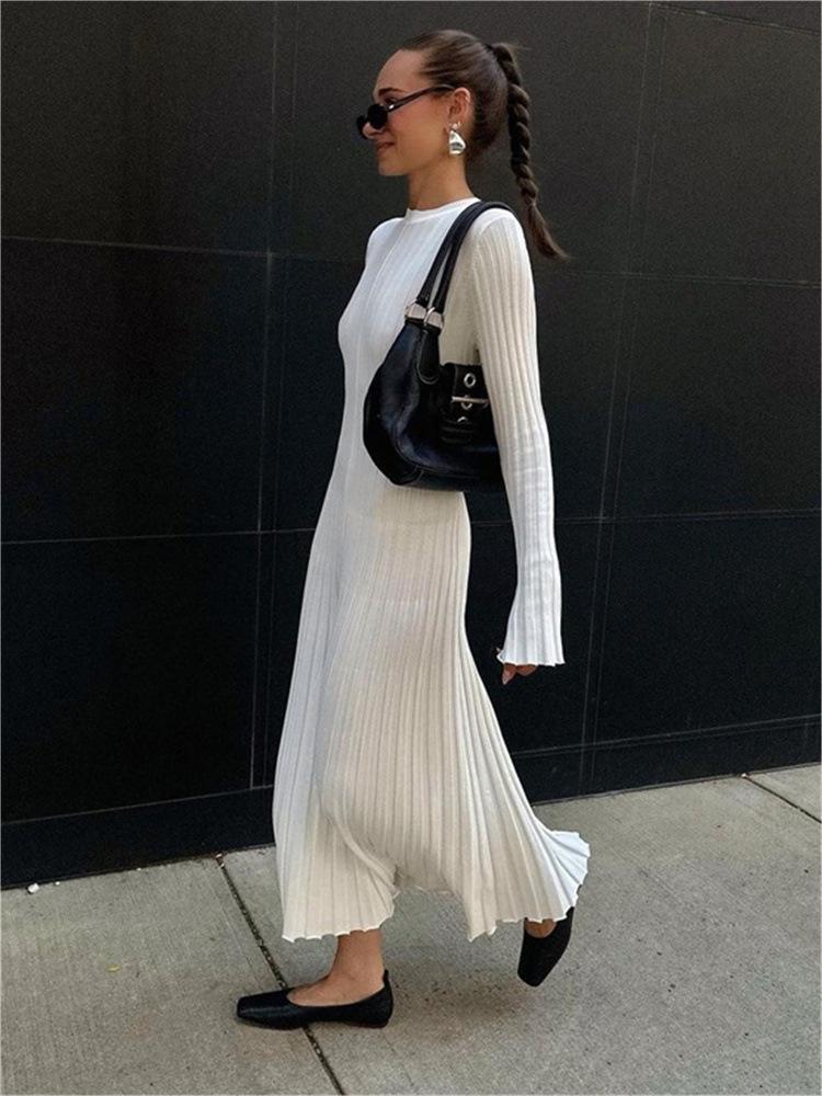 Vestido midi de punto con mangas, otoño 2024 (Compra 2 y envío gratis)