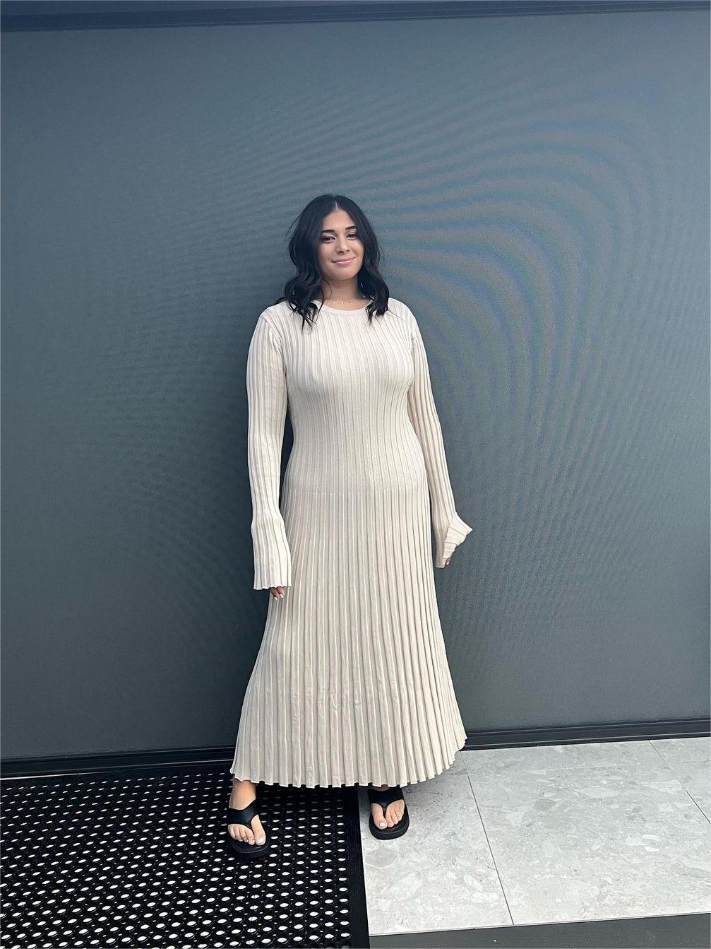 Vestido midi de punto con mangas, otoño 2024 (Compra 2 y envío gratis)