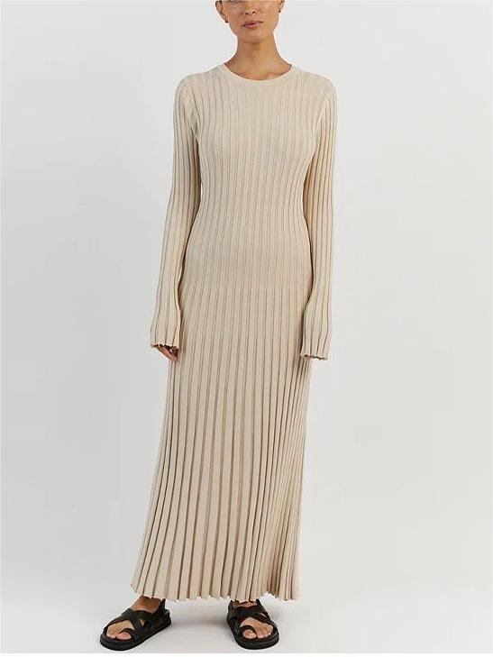 Vestido midi de punto con mangas, otoño 2024 (Compra 2 y envío gratis)