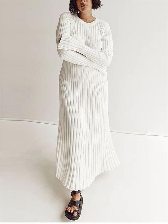 Vestido midi de punto con mangas, otoño 2024 (Compra 2 y envío gratis)