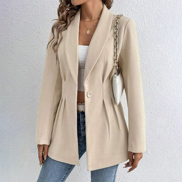 Apricot Plain Long Sleeve Lapel Blazer