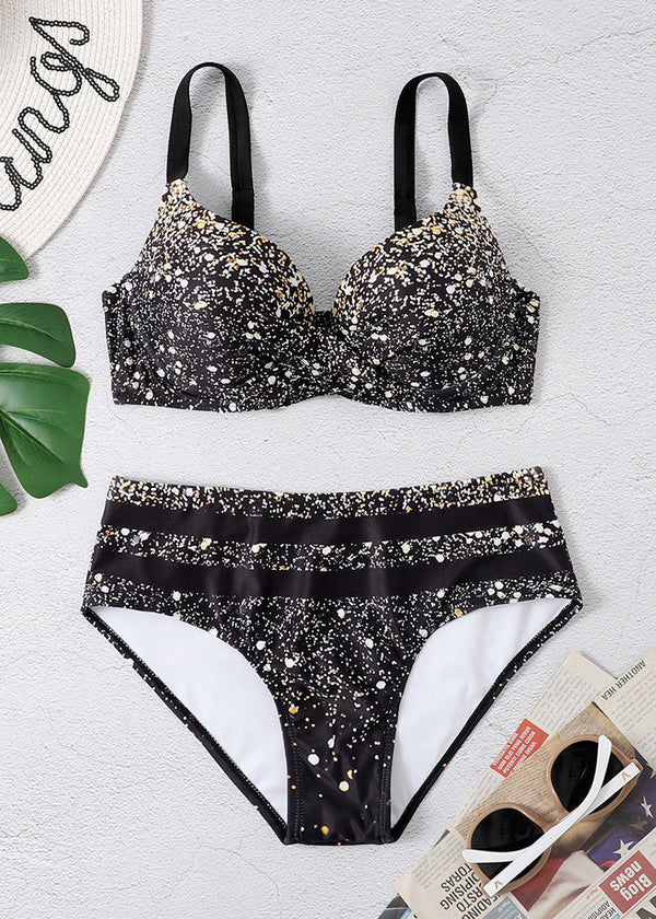 2024 New Black Spotted Bikini Swimwear Set