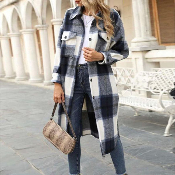 Groovy Long Sleeve Plaid Blazer