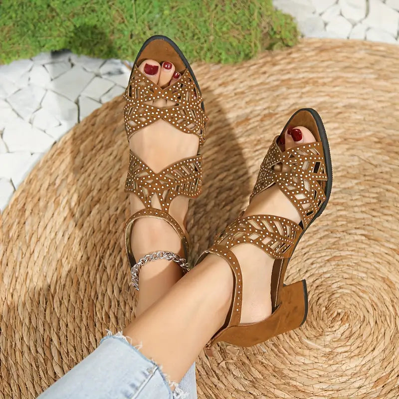 🔥VENTA FLASH 2024 50% DE DESCUENTO🔥Sandalias de tacón grueso con agujeros de moda para mujer 