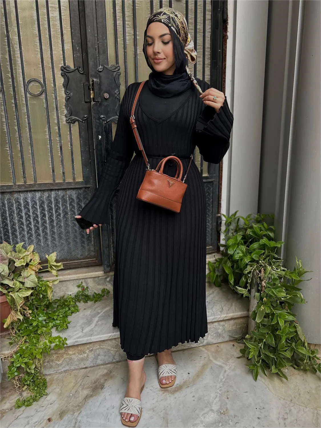 Vestido midi de punto con mangas, otoño 2024 (Compra 2 y envío gratis)