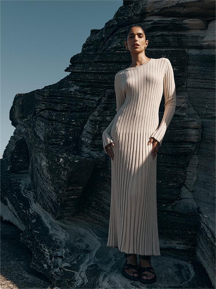 Vestido midi de punto con mangas, otoño 2024 (Compra 2 y envío gratis)