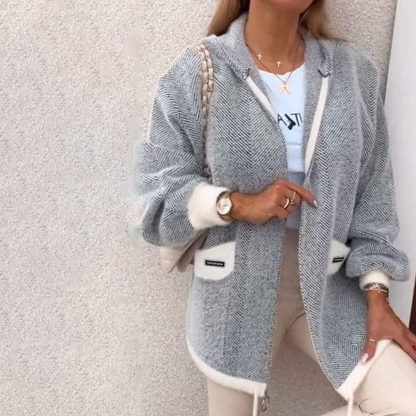 Grey Color Block Hoodie Cardigan