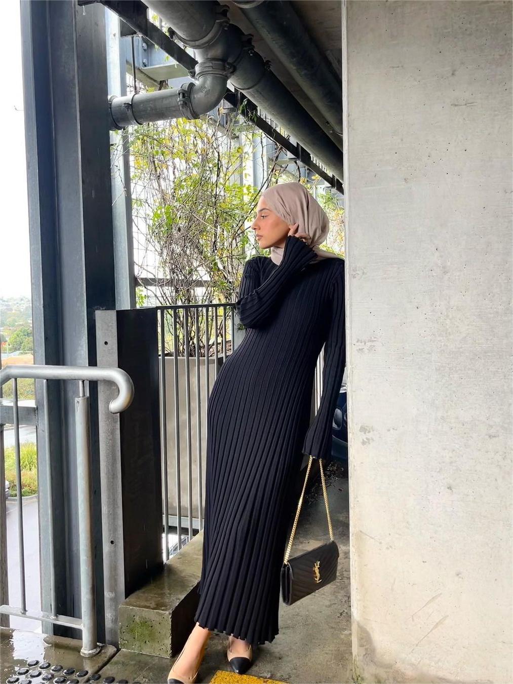 Vestido midi de punto con mangas, otoño 2024 (Compra 2 y envío gratis)