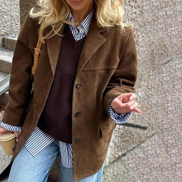 Coffee Plain Long Sleeve Jacket