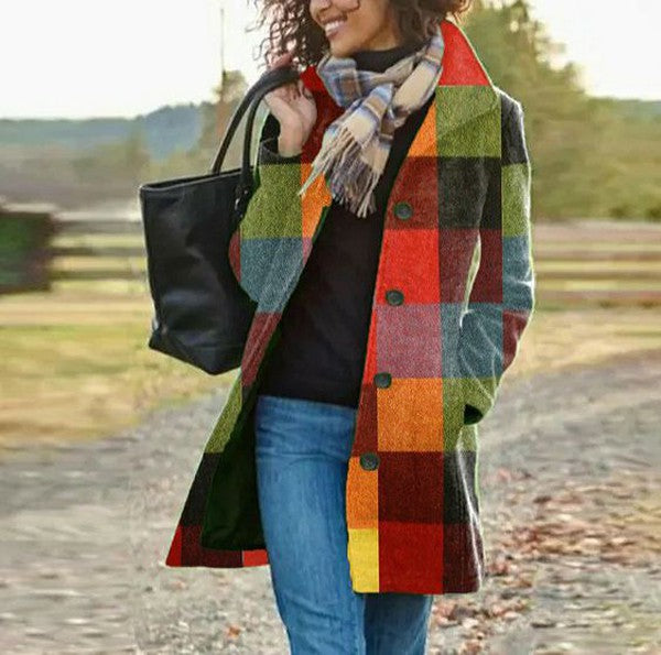 Chic Multicolor Color Block Cardigan