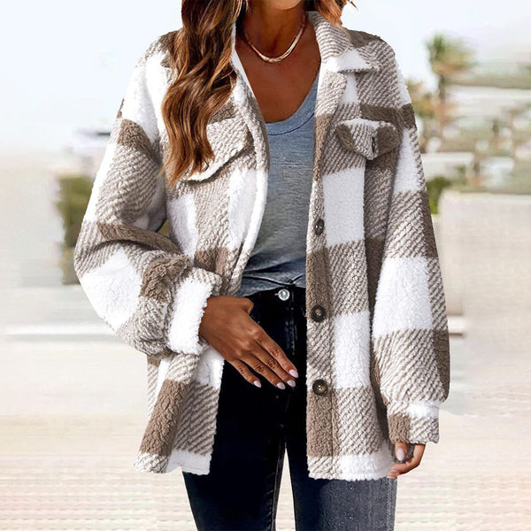 Khaki Check Long Sleeve Outerwear