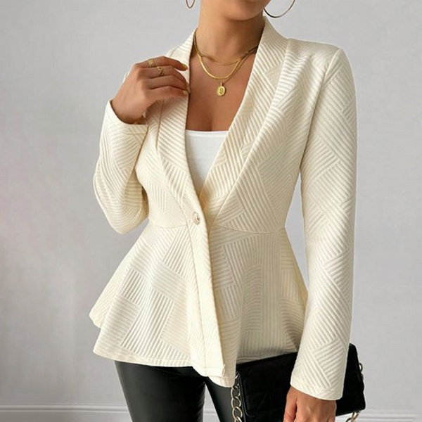 Popular Ivory Plain Long Sleeve Lapel Blazer