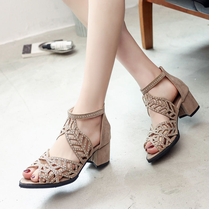 🔥VENTA FLASH 2024 50% DE DESCUENTO🔥Sandalias de tacón grueso con agujeros de moda para mujer 