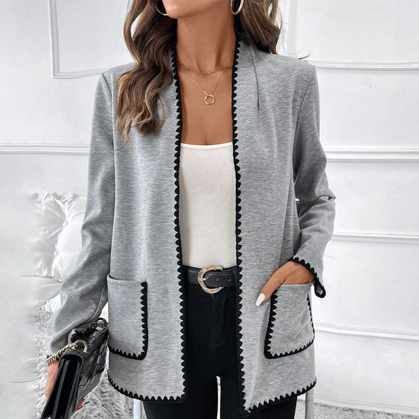 Modern Collarless Side Pocket Long Sleeve Outerwear