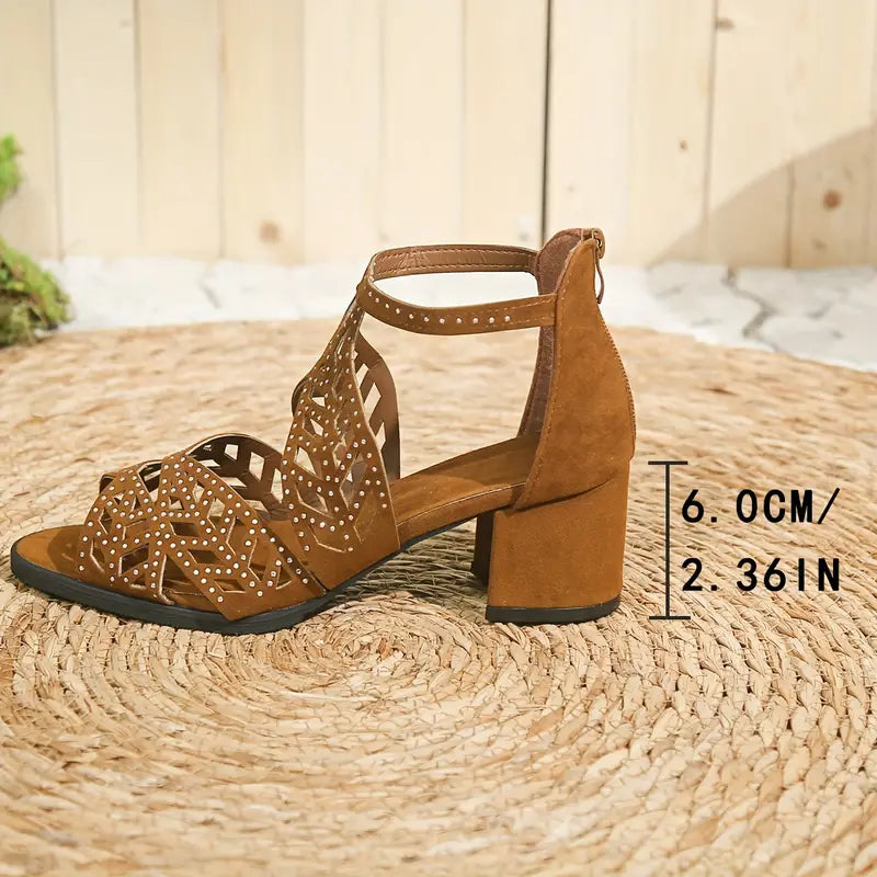 🔥VENTA FLASH 2024 50% DE DESCUENTO🔥Sandalias de tacón grueso con agujeros de moda para mujer 