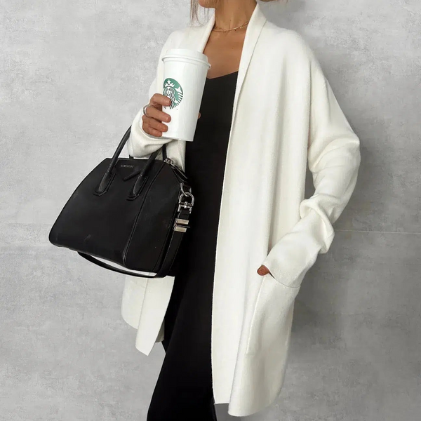 Classy White Long Sleeve Cardigan