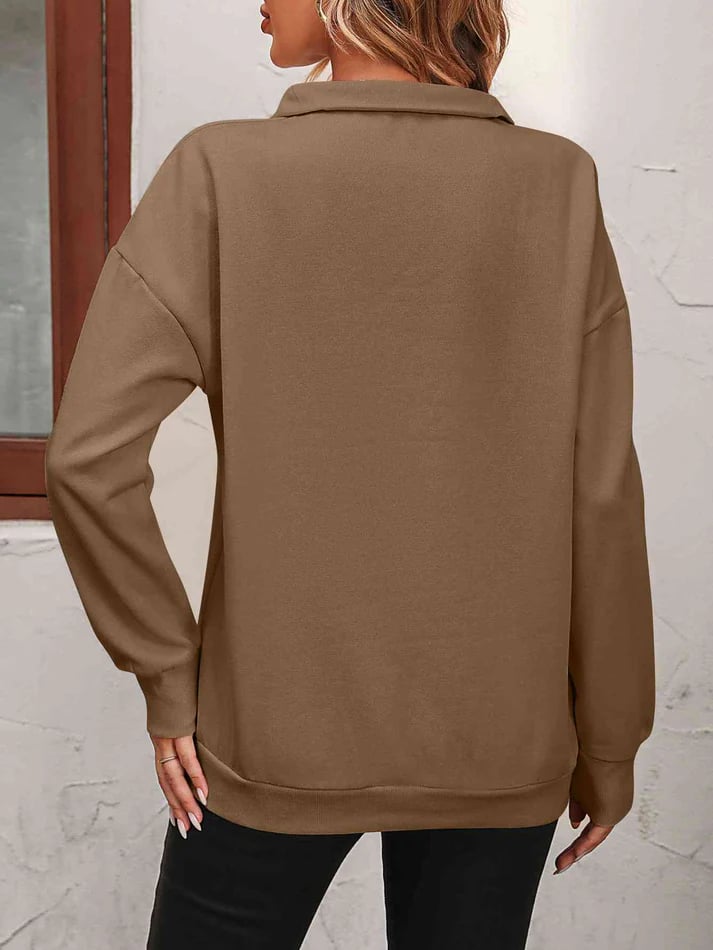 Sudadera con hombros caídos y cremallera para mujer