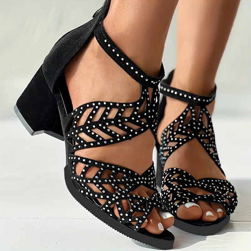 🔥VENTA FLASH 2024 50% DE DESCUENTO🔥Sandalias de tacón grueso con agujeros de moda para mujer 