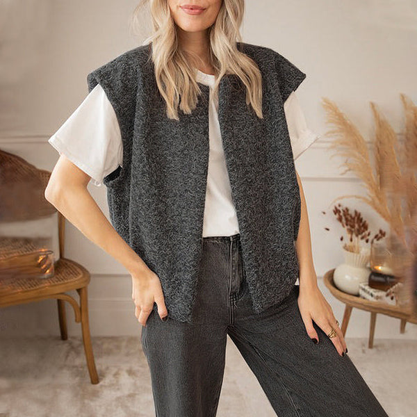 Grey Sleeveless Plain Vest