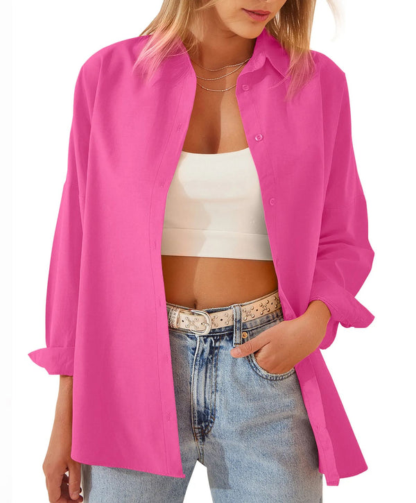 Women's Loose Casual Long Sleeve Shirt Cardigan