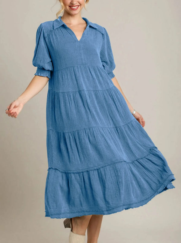 Women's V Neck Tiered Maxi Dress (Buy 2 Free Shipping)