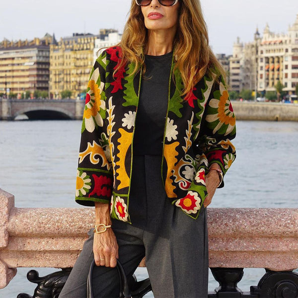 Elegant Multicolor 3/4 Sleeve Outerwear